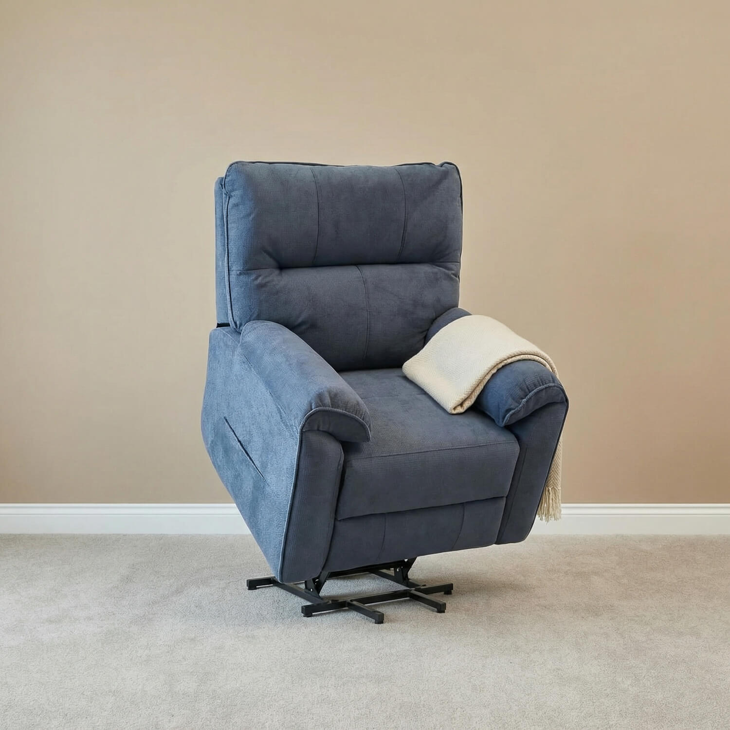 Novar Blue Power Riser Recliner Armchair
