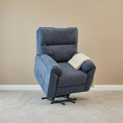 Novar Blue Power Riser Recliner Armchair