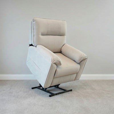 Novar Beige Heat & Massage Power Riser Recliner Armchair