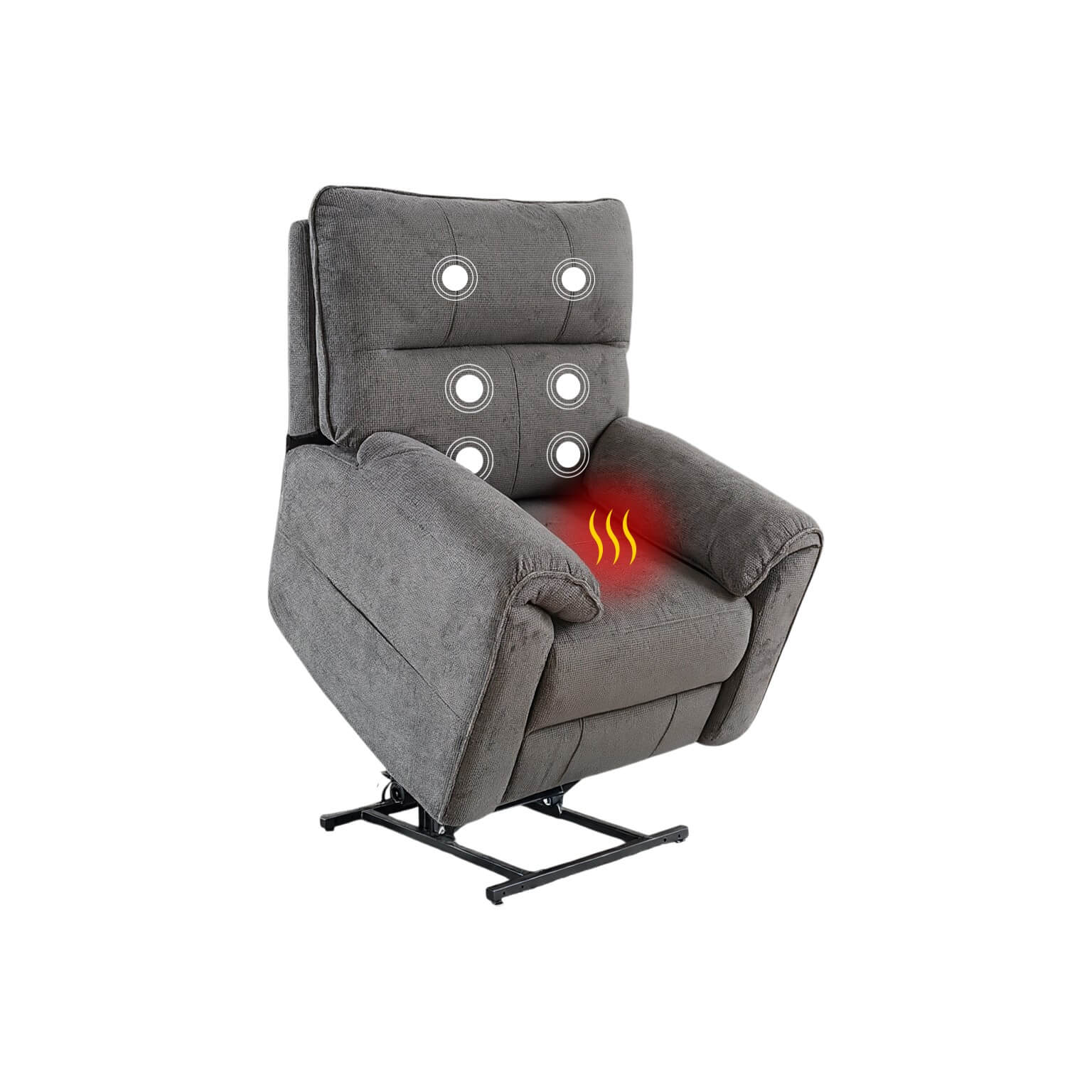 Novar Grey Heat & Massage Power Riser Recliner Armchair