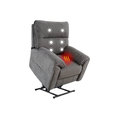 Novar Grey Heat & Massage Power Riser Recliner Armchair