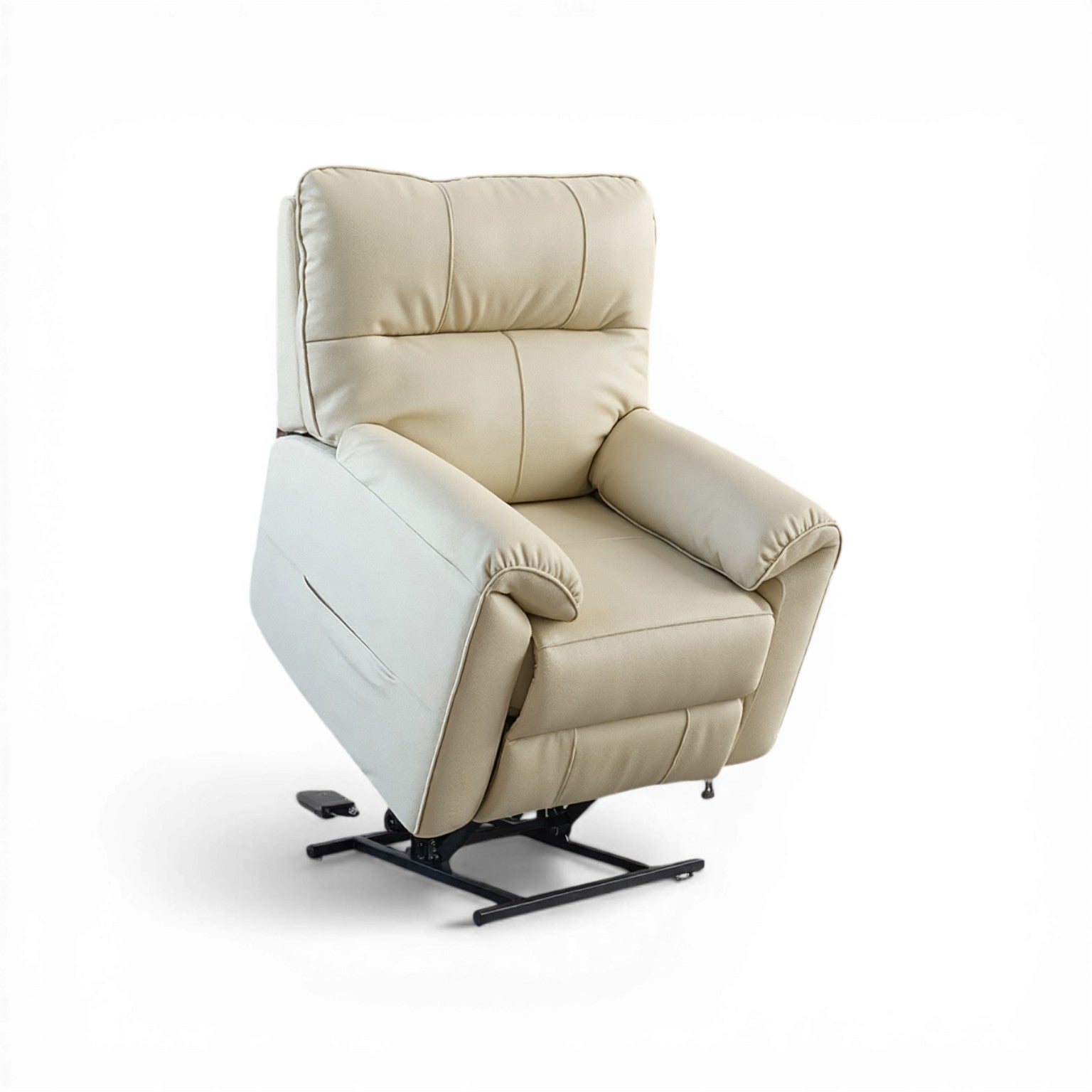 Novar Beige Heat & Massage Power Riser Recliner Armchair