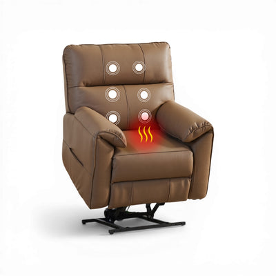 Novar Brown Heat & Massage Power Riser Recliner Armchair