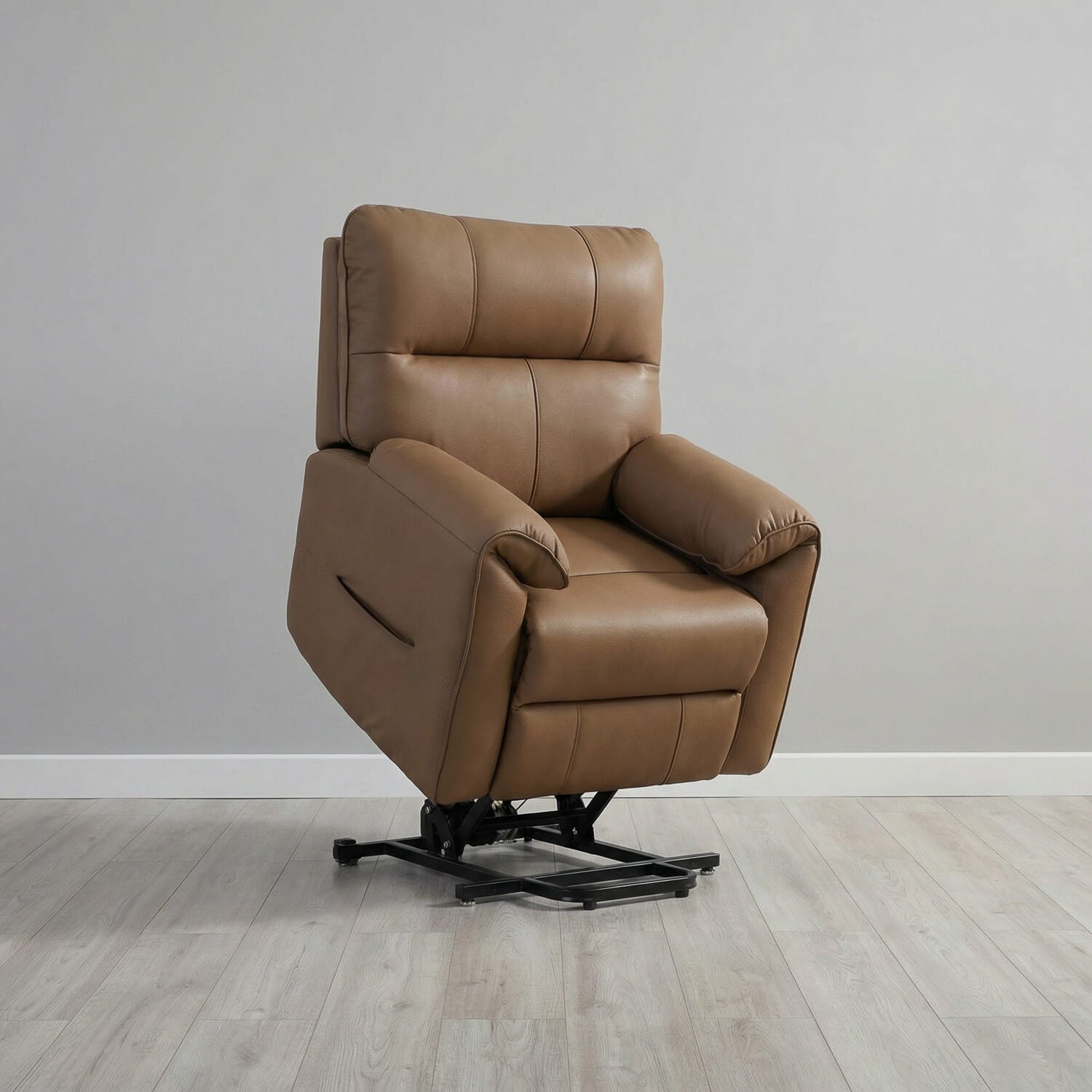 Novar Brown Heat & Massage Power Riser Recliner Armchair