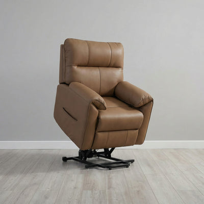 Novar Brown Heat & Massage Power Riser Recliner Armchair