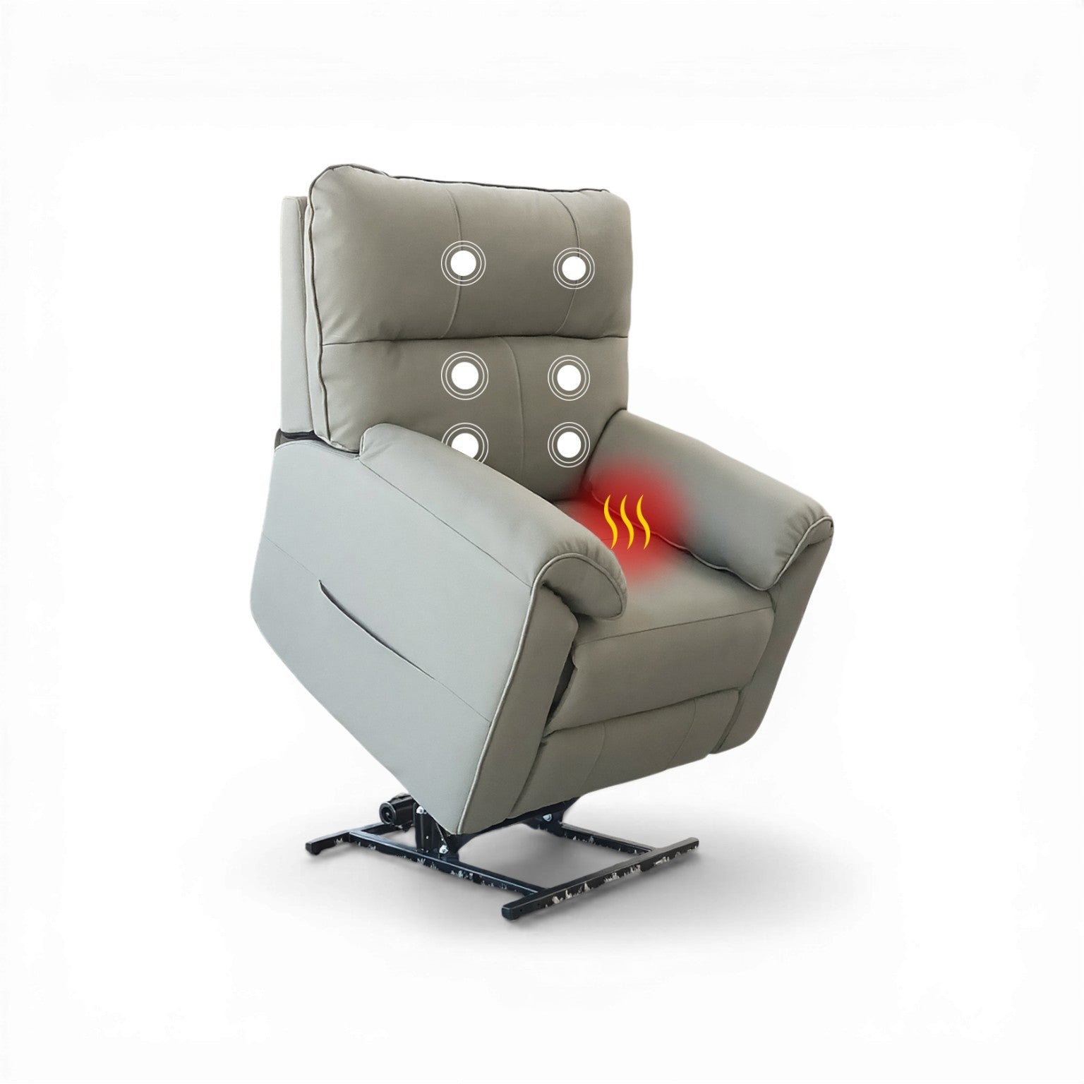Novar Grey Heat & Massage Power Riser Recliner Armchair