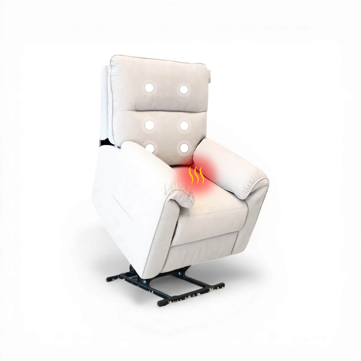 Novar Beige Heat & Massage Power Riser Recliner Armchair