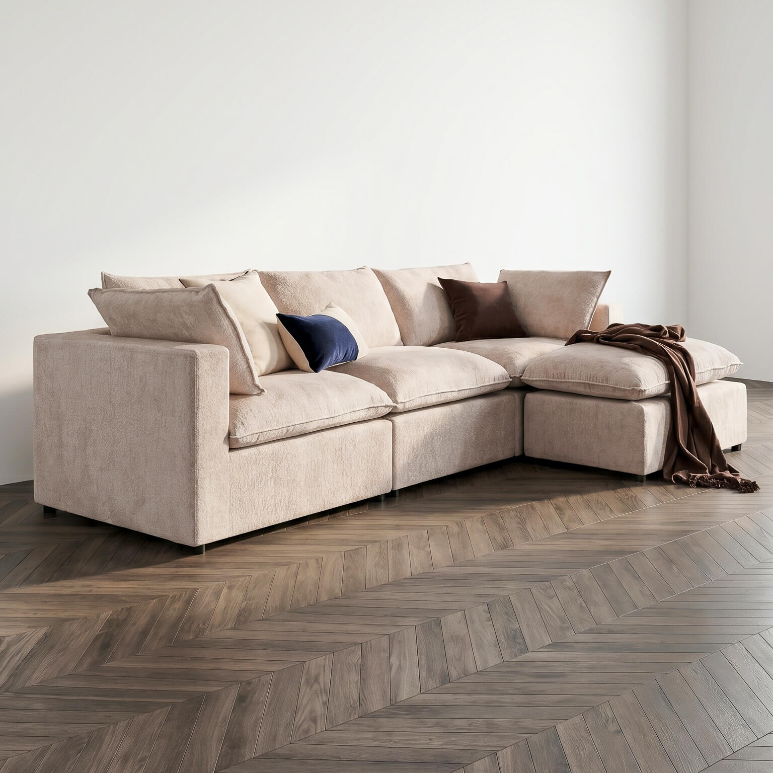 Pamala Beige Modular Corner Sofa