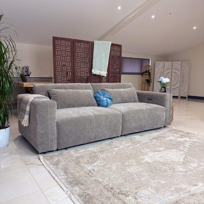 Prescott Beige 3 Seater Power Slider Sofa