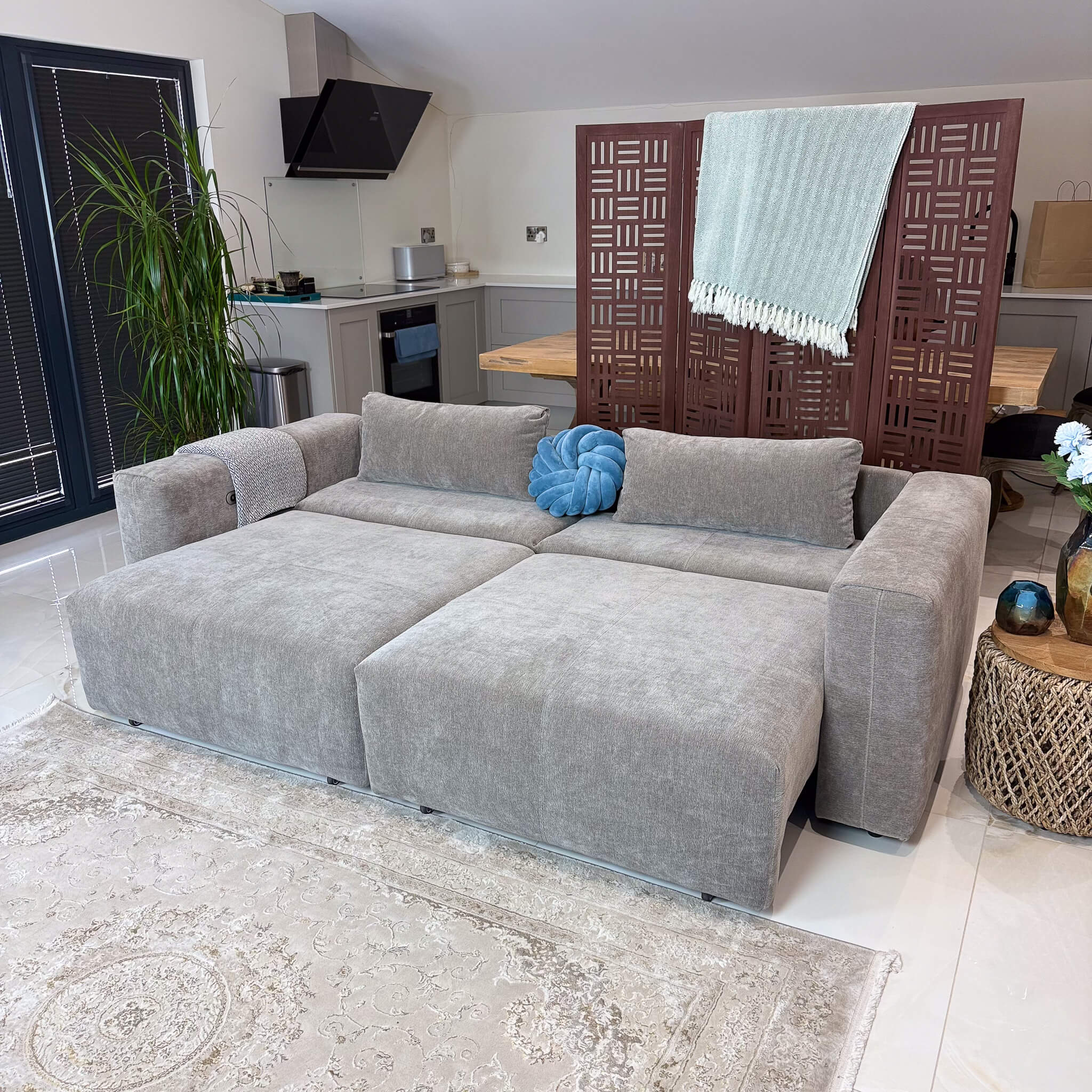 Prescott Beige 3 Seater Power Slider Sofa