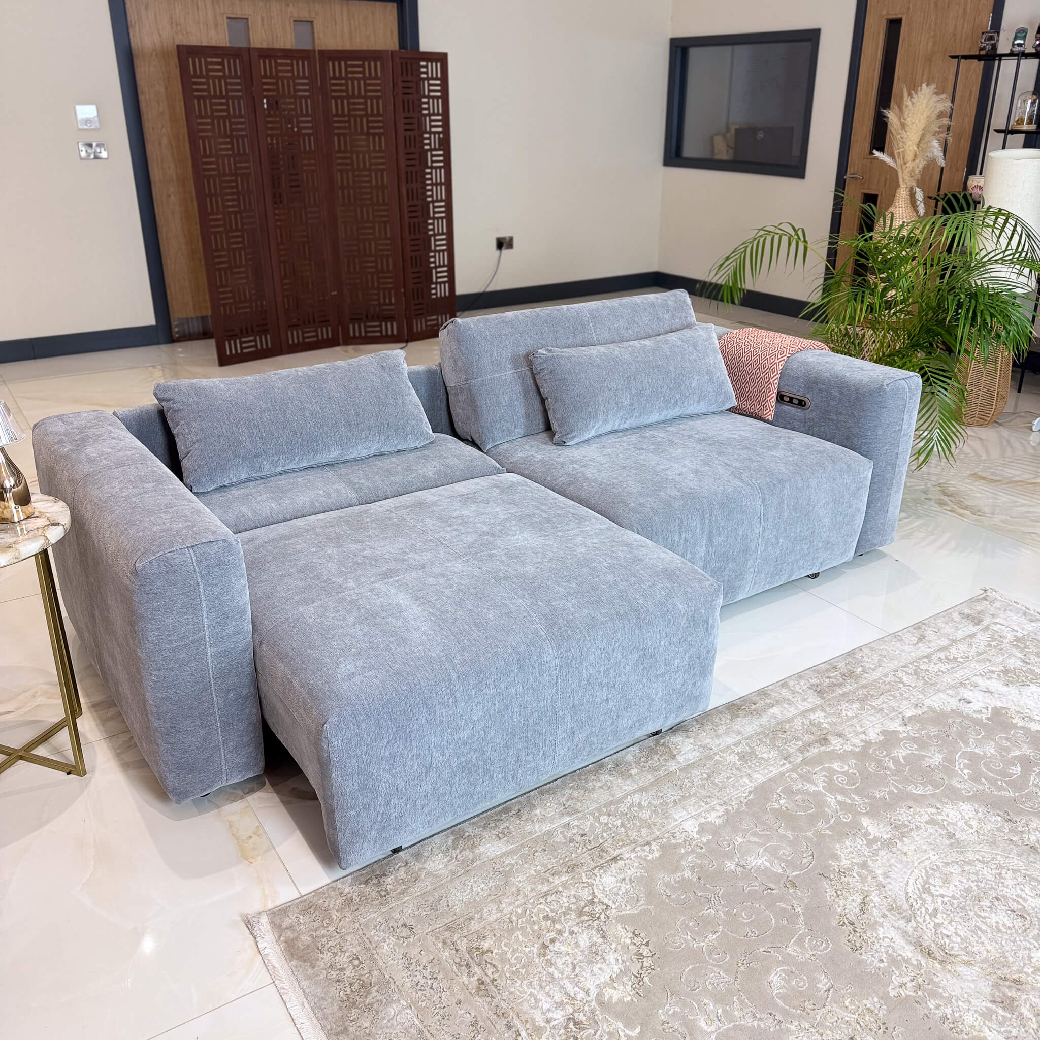 Prescott Grey 3 Seater Power Slider Sofa