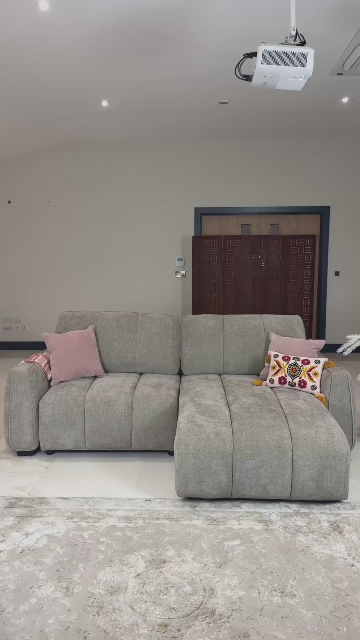 Load video: Portland Grey Corner Sofa Bed