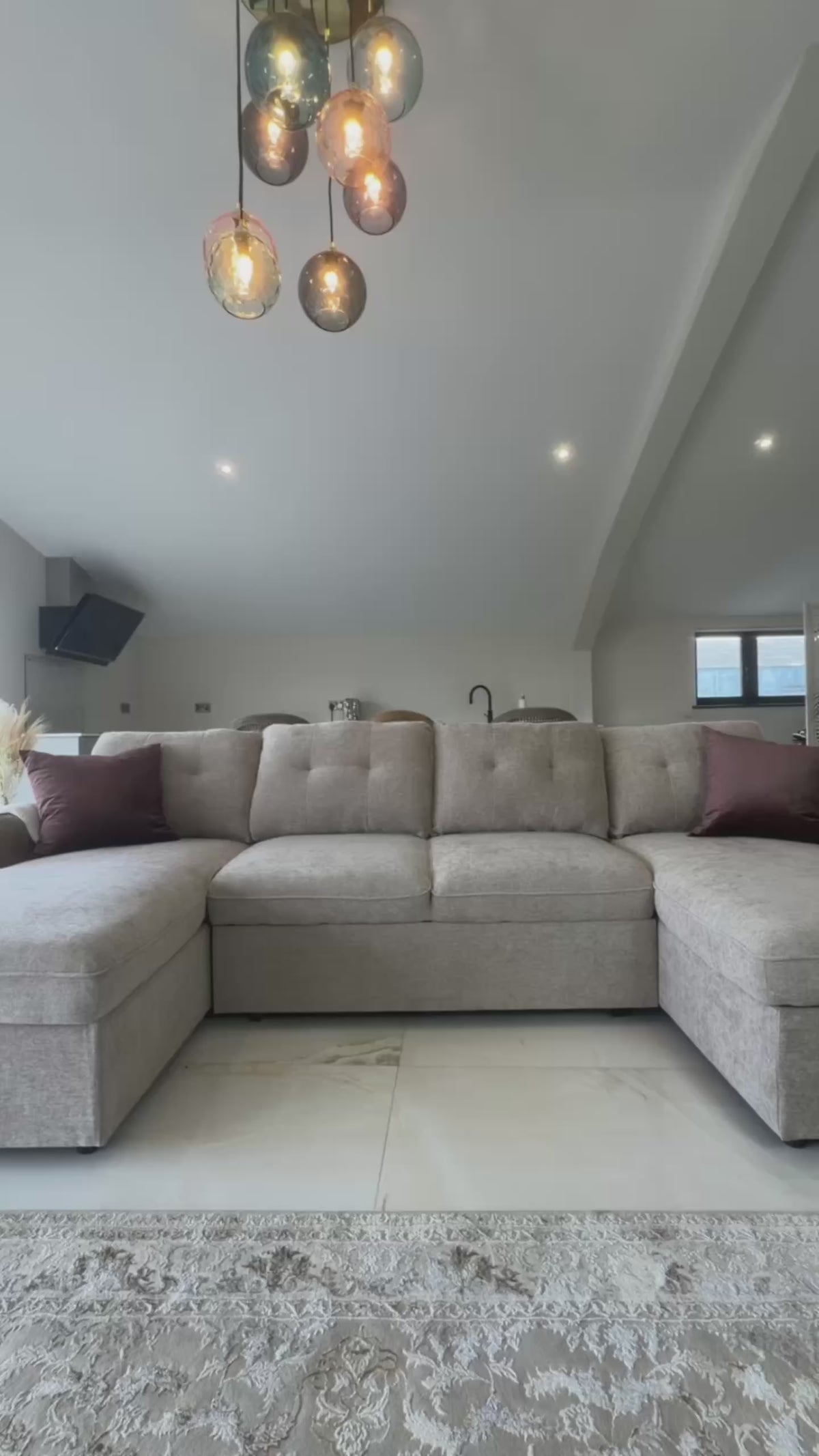 Load video: Moscow Grey U Shape Corner Sofa Bed