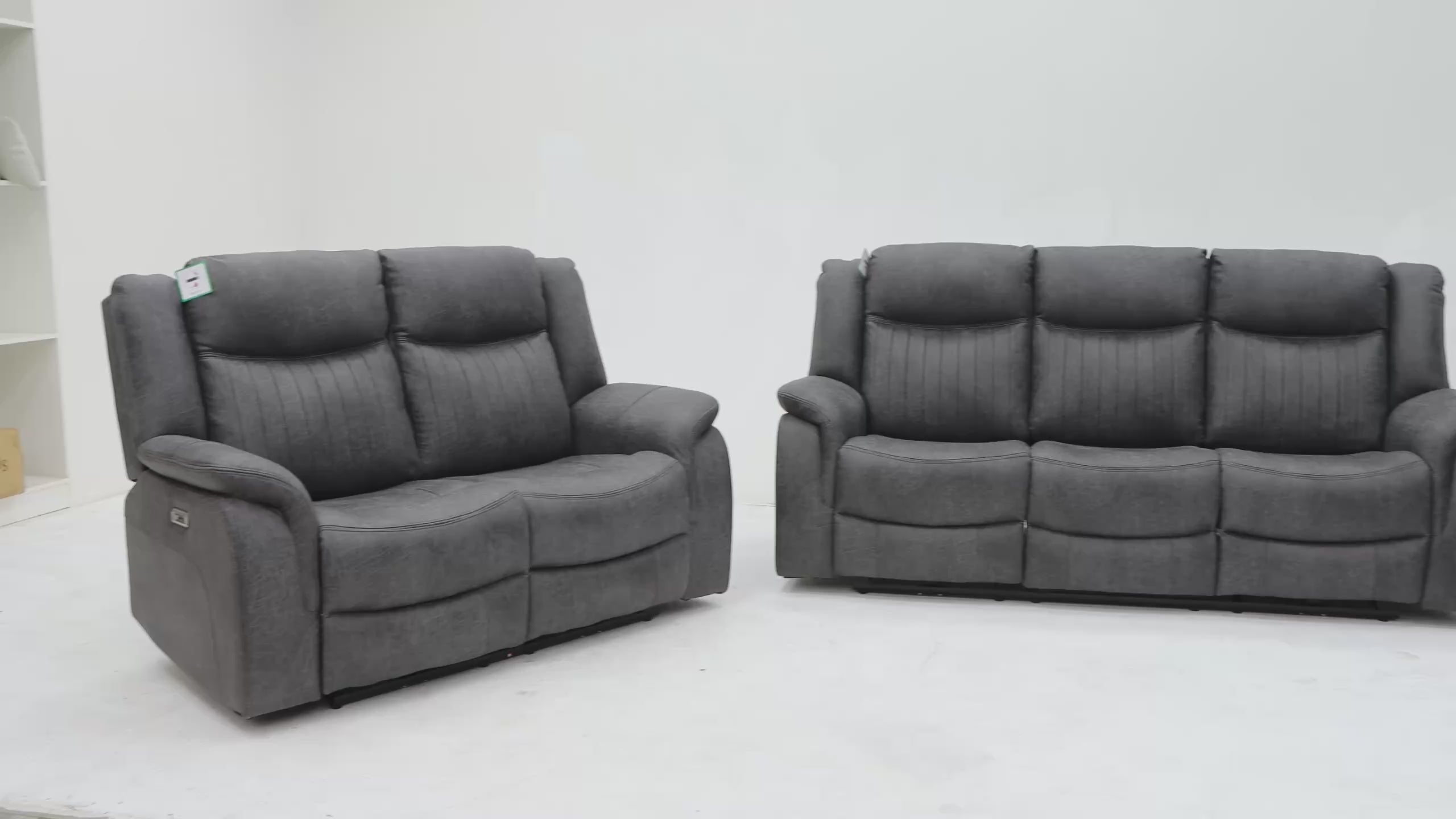 Leon Grey 2 Seater Power Recliner Sofa