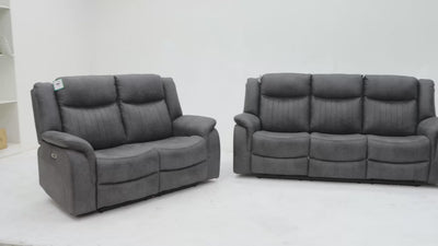 Leon Grey 2 Seater Power Recliner Sofa