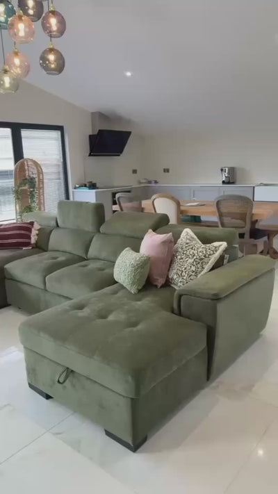 Alaya Green U Shape Corner Sofa Bed