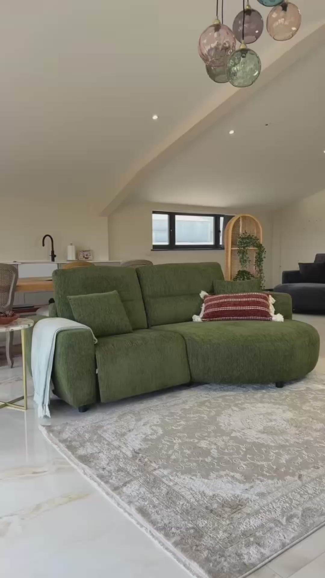 Denver Green Right Power Corner Recliner Sofa