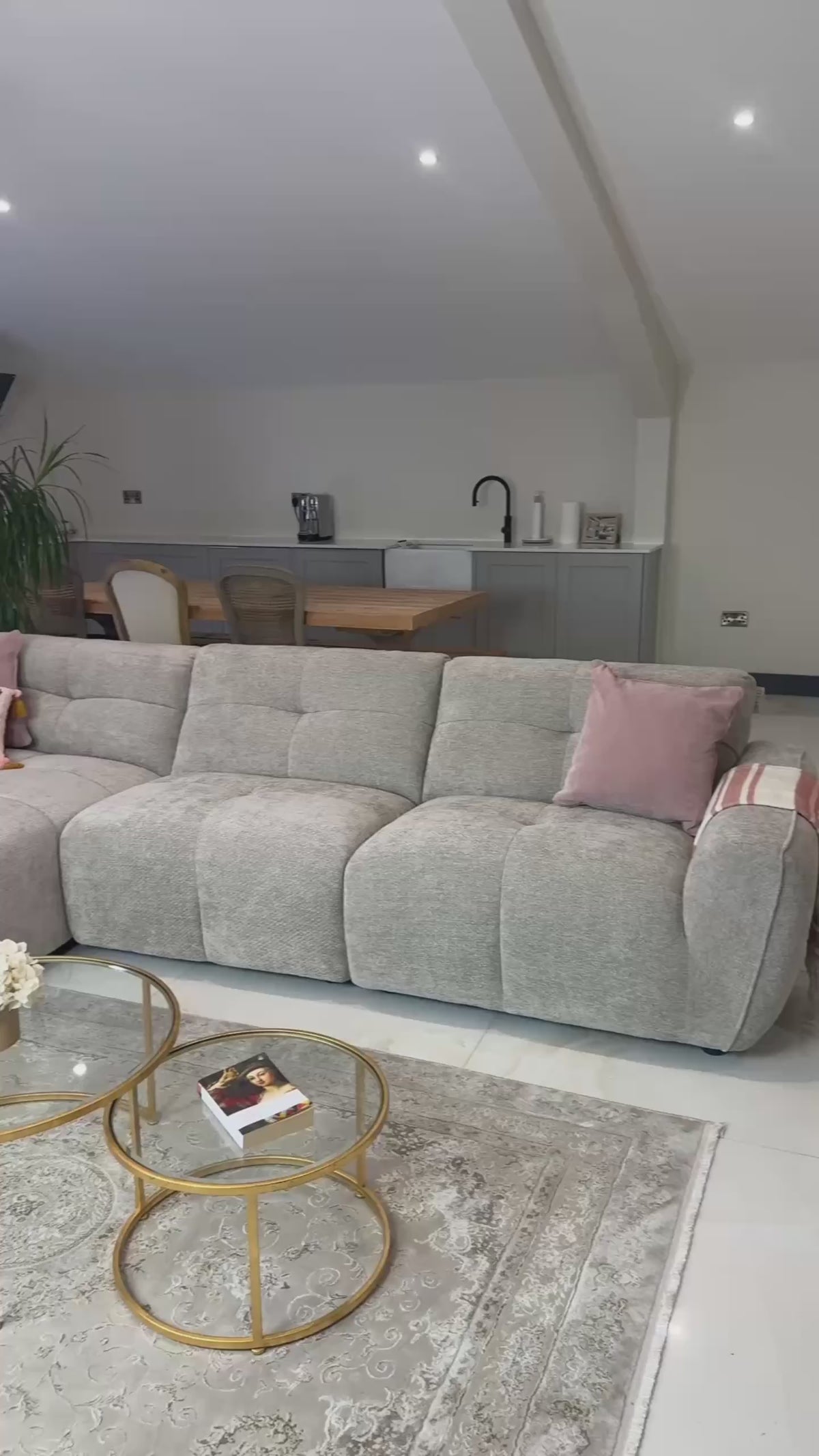 Load video: Monnie Grey Right Corner Sofa