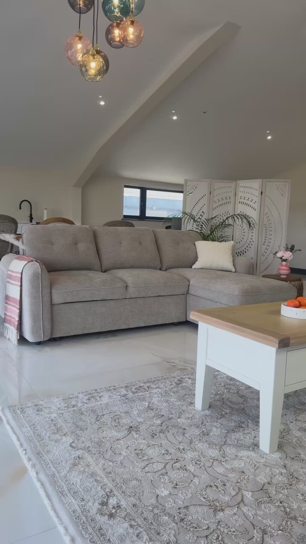 Load video: Moscow Grey Universal Corner Sofa Bed