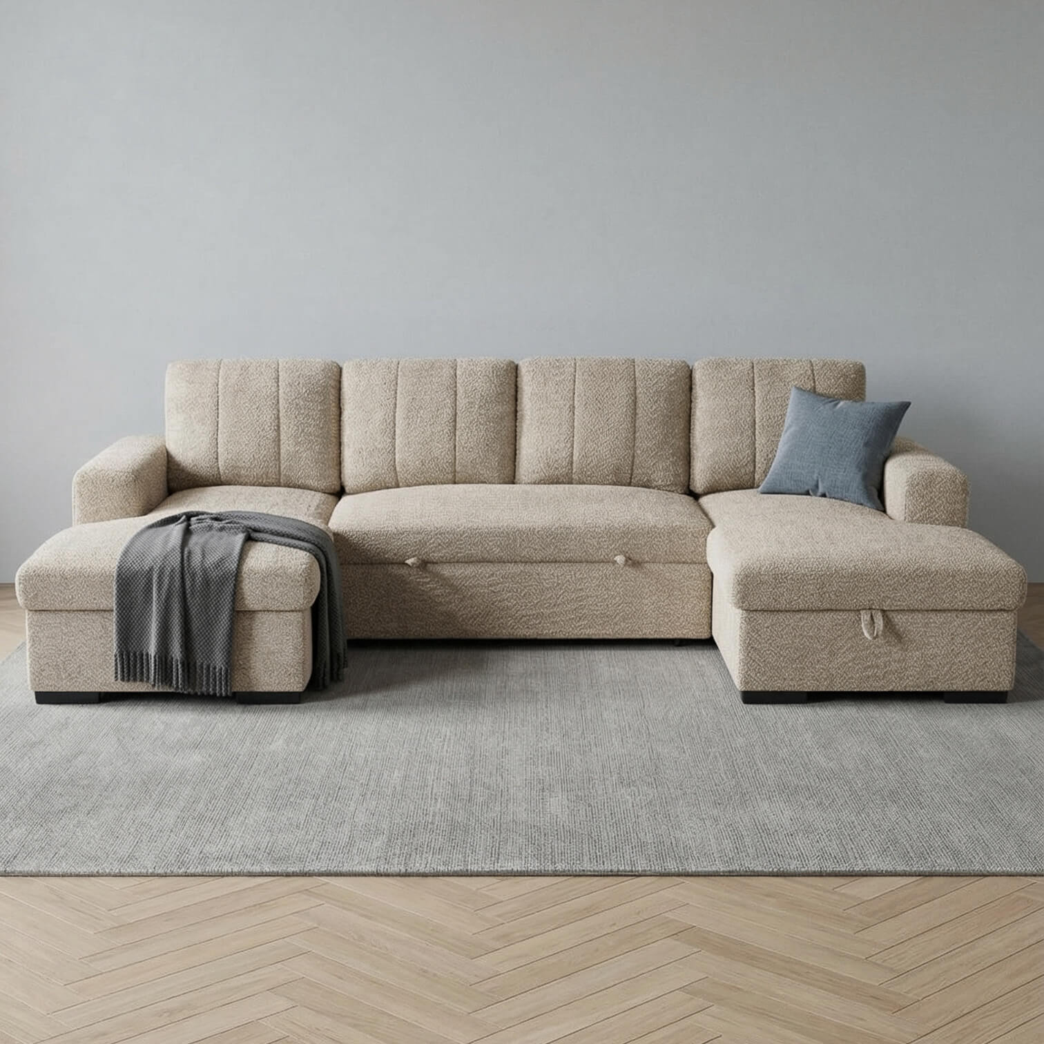 Rene Beige U Shape Corner Sofa