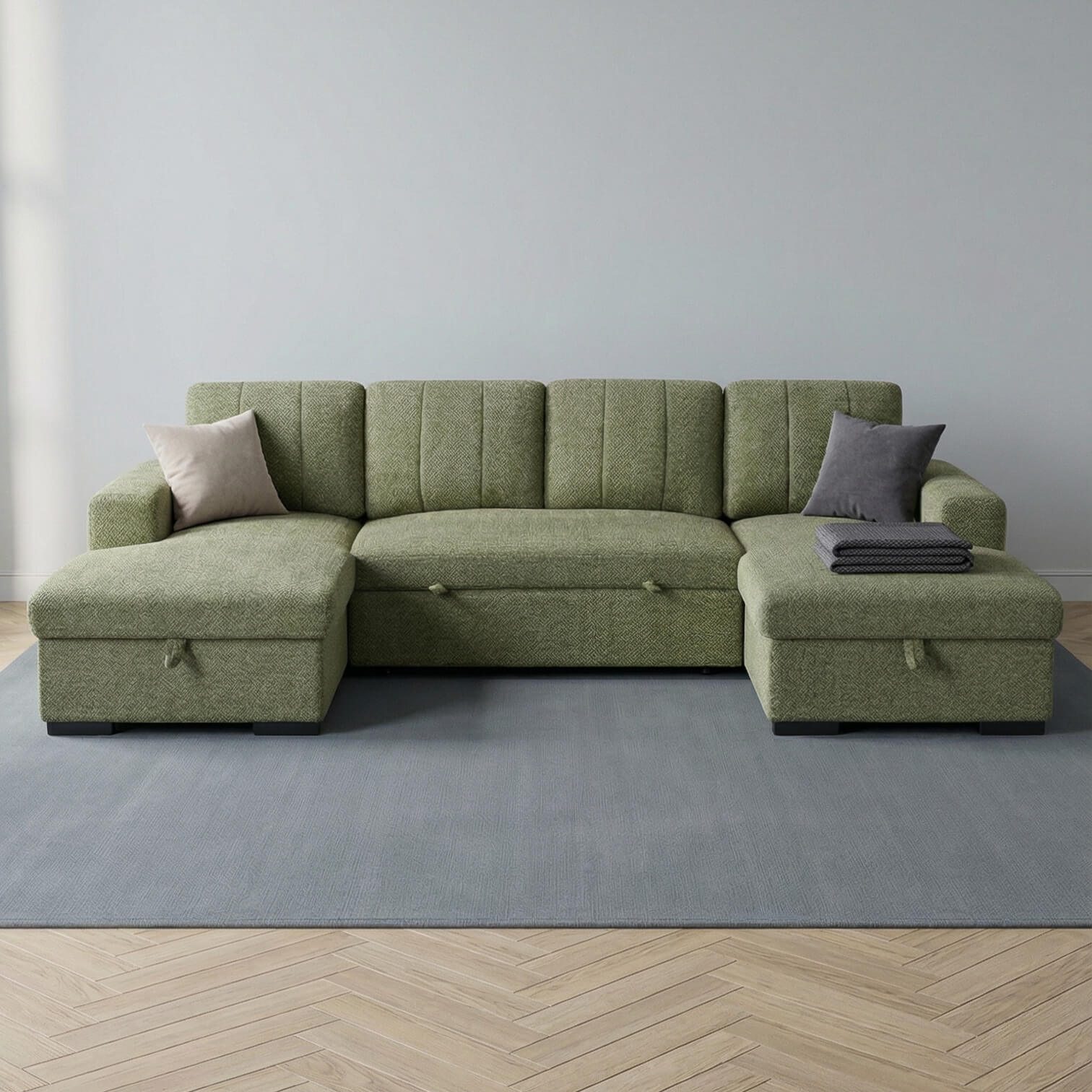 Rene Green U Shape Corner Sofa