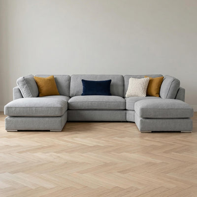 Sakina Grey U Shape Corner Sofa