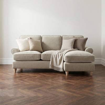 Sharika Beige Right Chaise Corner Sofa