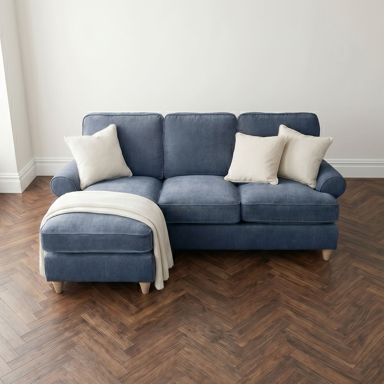 Sharika Blue Left Chaise Corner Sofa