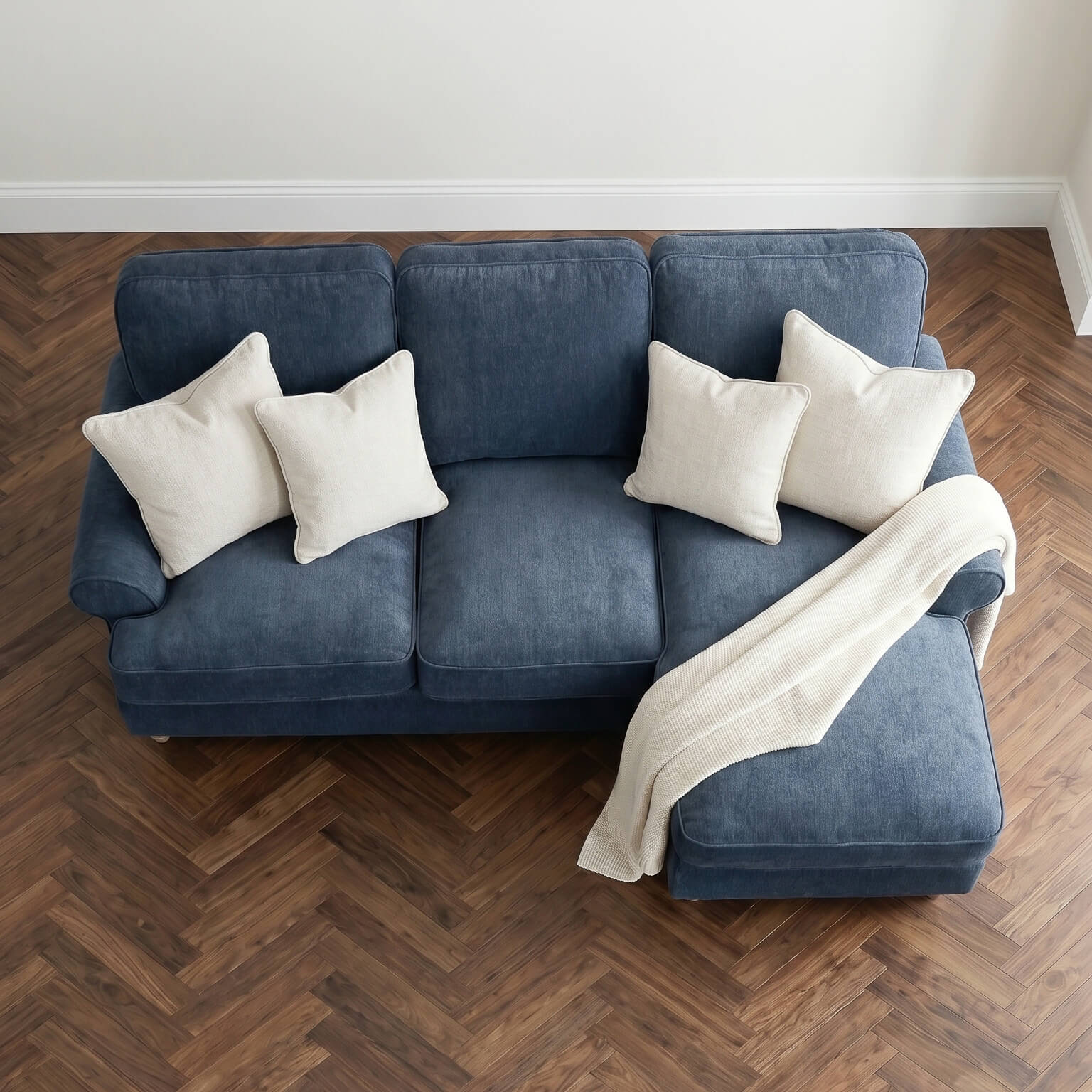 Sharika Blue Right Chaise Corner Sofa