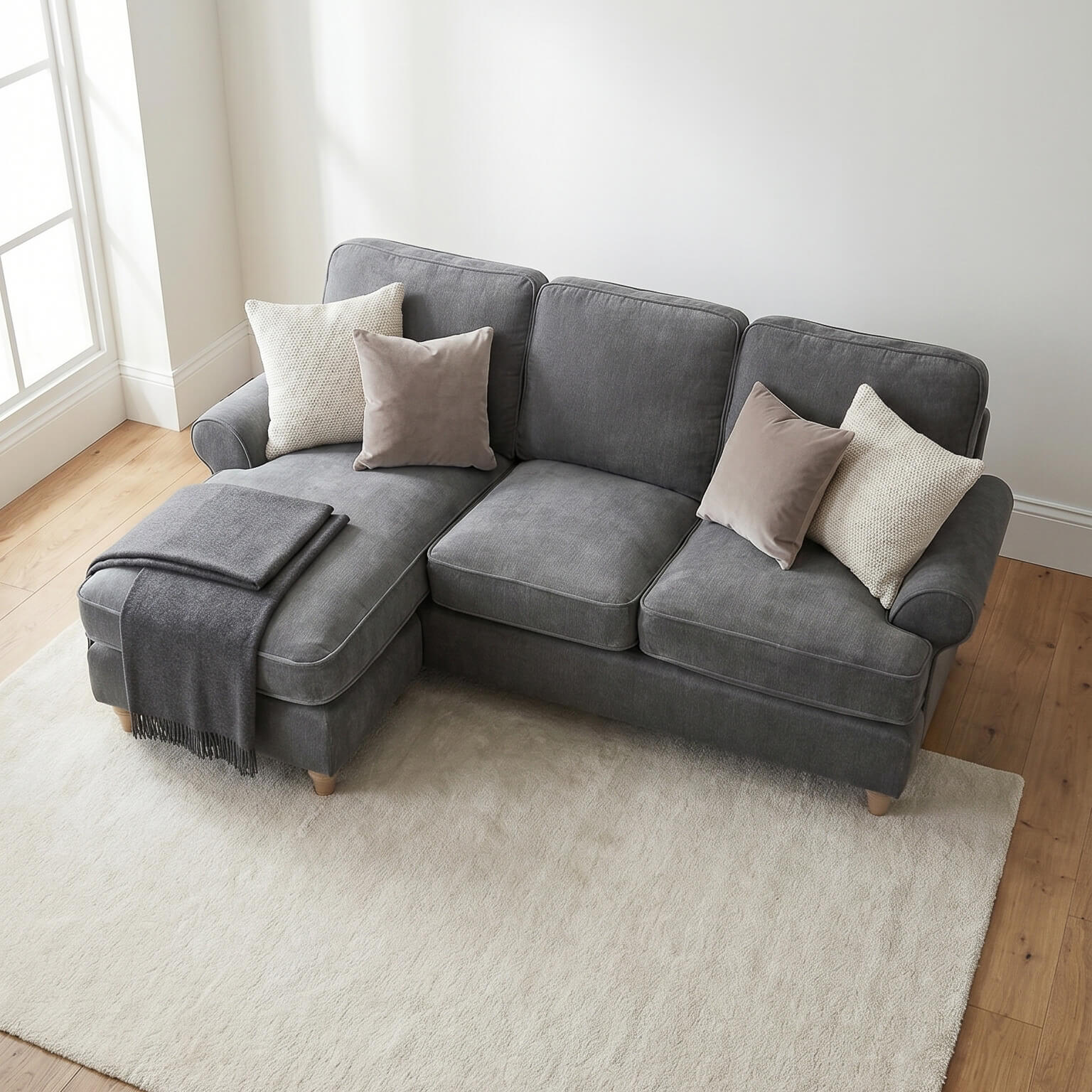 Sharika Grey Left Chaise Corner Sofa