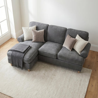 Sharika Grey Left Chaise Corner Sofa