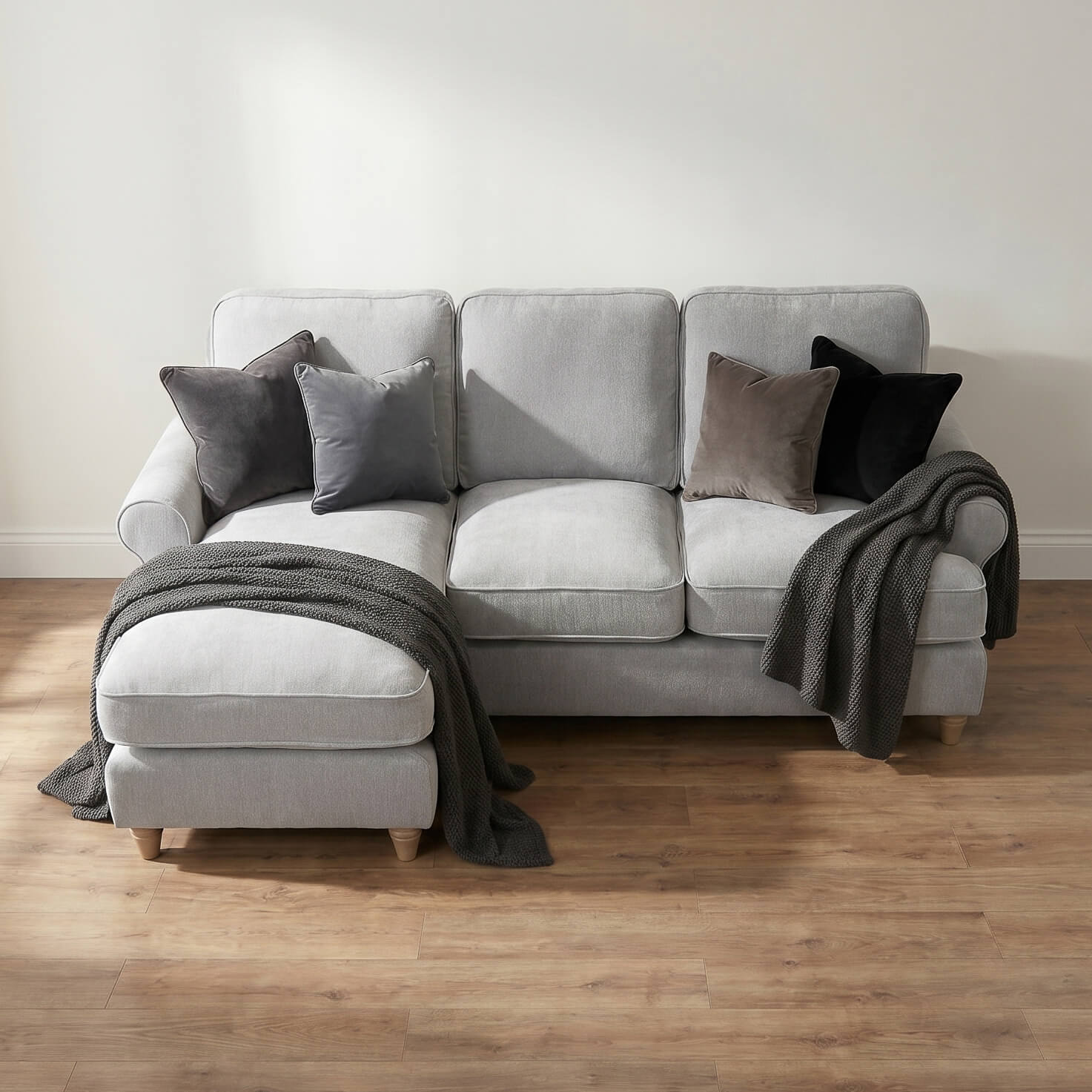Sharika Grey Left Chaise Corner Sofa