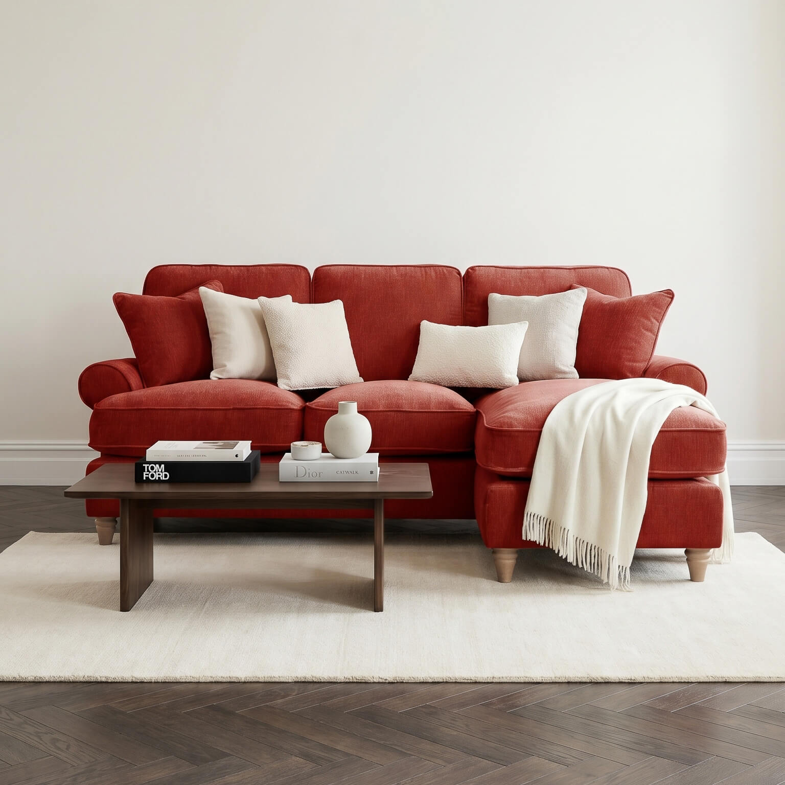 Sharika Red Right Chaise Corner Sofa