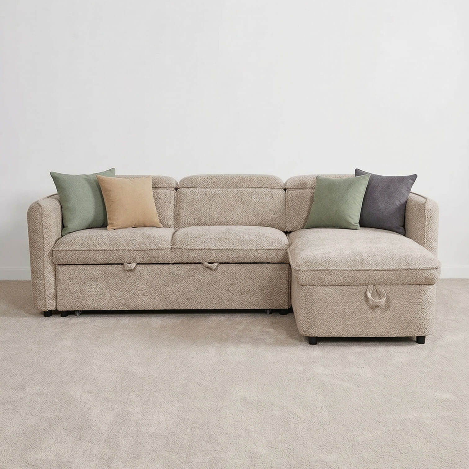 Solara Beige Corner Sofa Bed