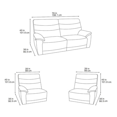 Toledo Grey 3 Seater Power Recliner Sofa